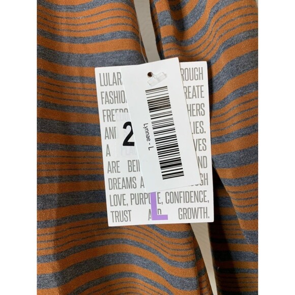 Lularoe Lynnae L Brown Stripes NWT - Picture 4 of 5